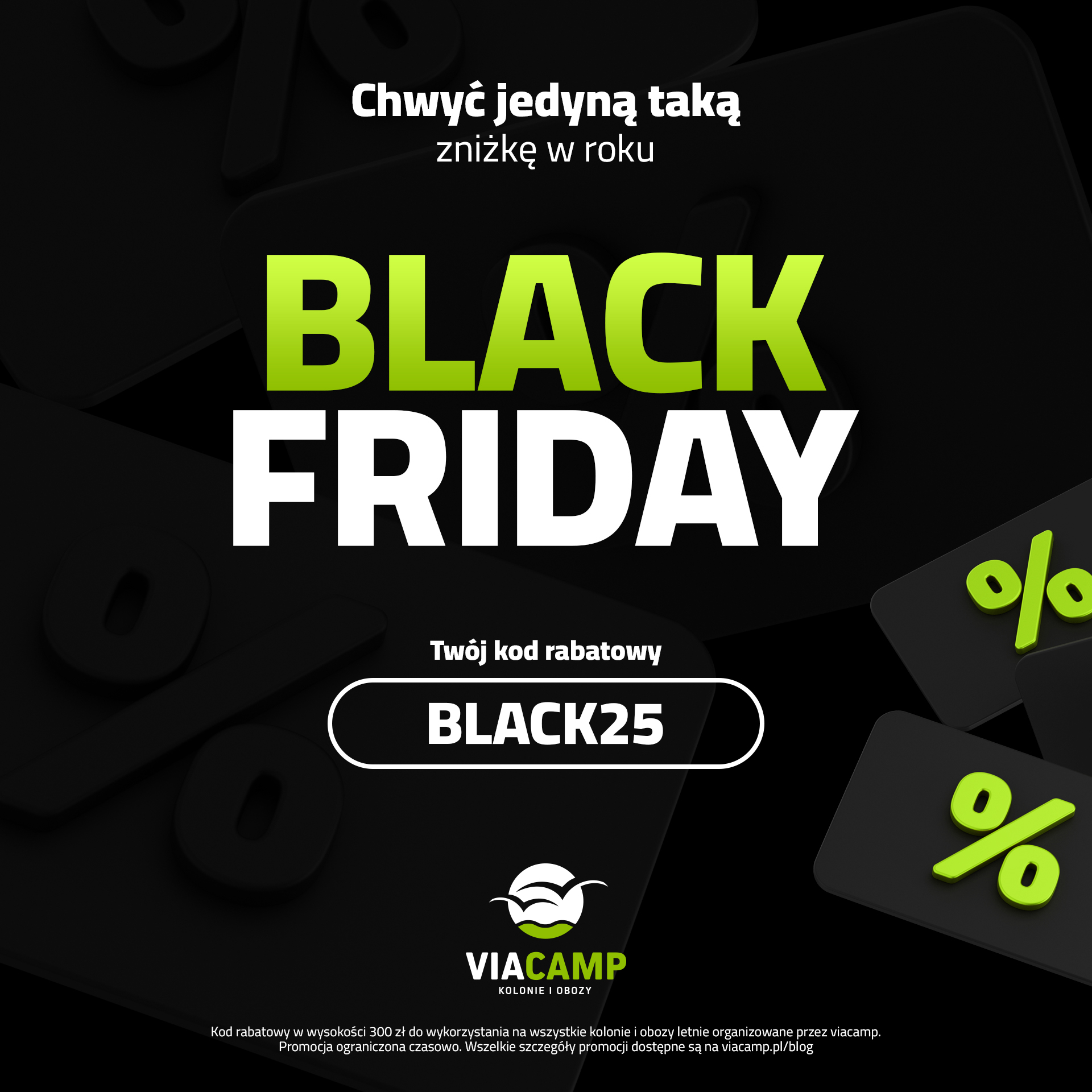 Promocja Black Friday na wszystkie obozy letnie 2026 – ViaCamp